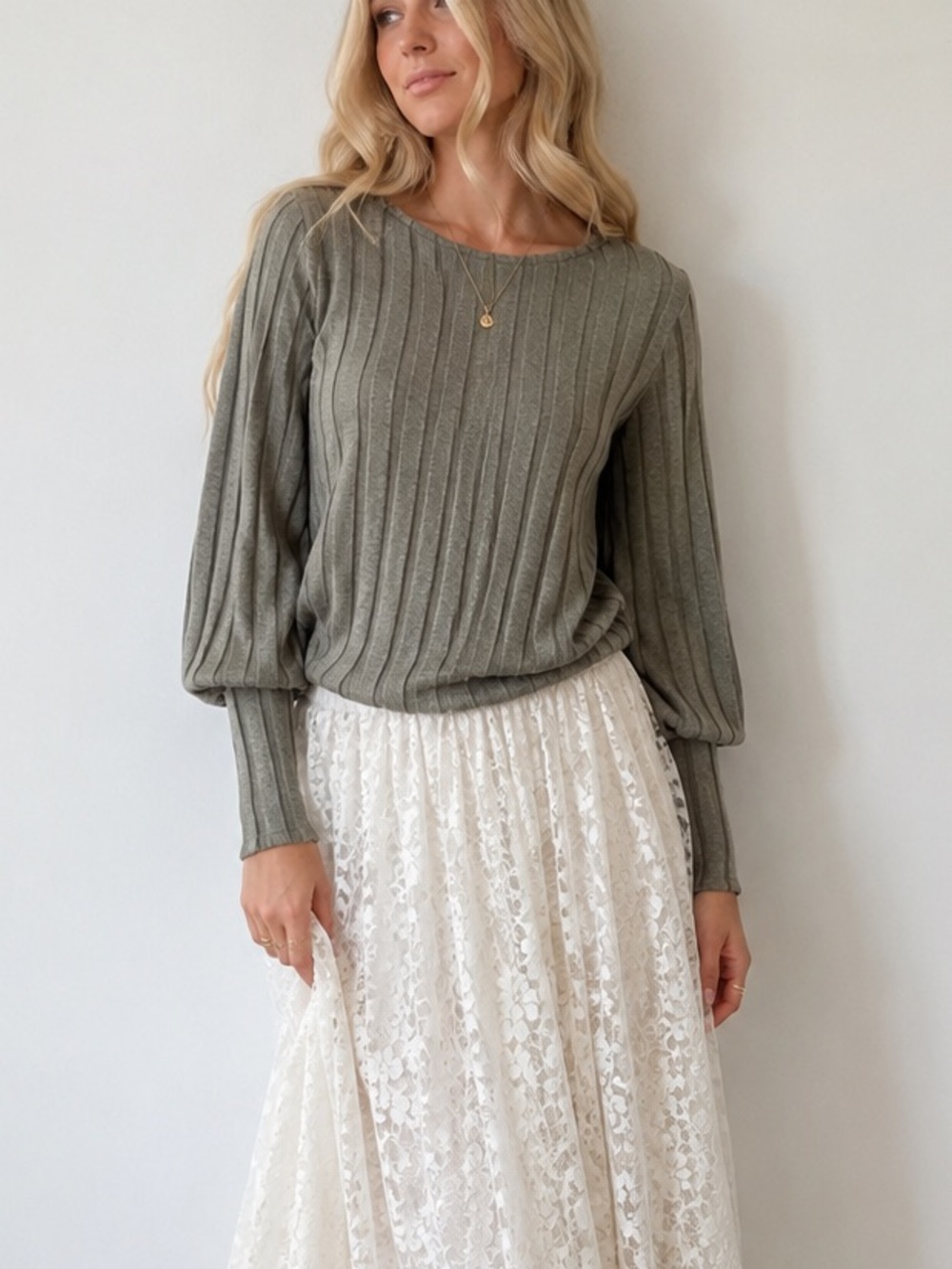 Joyfolie Ciara Top in Olive Green